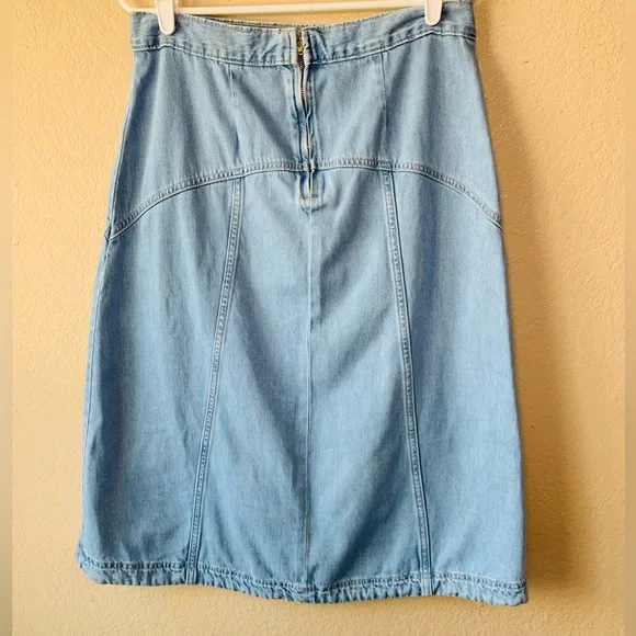 Old Navy High Rise Denim Coastal Cowgirl Rodeo Drapey Denim Maxi Skirt Size 6 - Picture 4 of 9